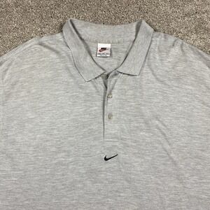 Vintage Nike Center Swoosh Polo Shirt‎ Men's 3XL Gray 90s Faded Cotton Golf Hip